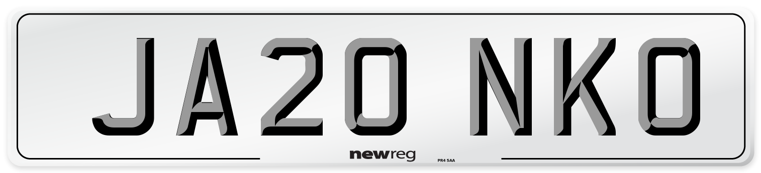 JA20 NKO Number Plate from New Reg